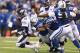 INDIANAPOLIS, IN - OCTOBER 20: Peyton Manning #18 of the Denver Broncos is sacked during the game against the Indianapolis Colts at Lucas Oil Stadium on October 20, 2013 in Indianapolis, Indiana. (Photo by Andy Lyons/Getty Images)