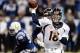 Oct 20, 2013; Indianapolis, IN, USA; Denver Broncos quarterback Peyton Manning (18) throws a pass against the Indianapolis Colts in the fourth quarter at Lucas Oil Stadium. Mandatory Credit: Ron Chenoy-USA TODAY Sports