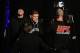 Mar 15, 2013; Montreal, Quebec, Canada; Nick Diaz and his entourage make their way to the stage during the weight-in for UFC 158 at the Bell Centre. Mandatory Credit: Eric Bolte-USA TODAY Sports