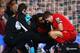 Morgan (L) checks up on Steven Gerrard.