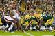 Sep 13, 2012; Green Bay, WI, USA; The Green Bay Packers line up for a play during the game against the Chicago Bears at Lambeau Field. The Packers defeated the Bears 23-10. Mandatory Credit: Jeff Hanisch-USA TODAY Sports