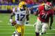 Former LSU cornerback Morris Claiborne returns an interception for a touchdown against Georgia in the 2011 SEC Championship Game.