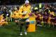 PERTH, AUSTRALIA - SEPTEMBER 14: Wallabies captain Ben Mowen leads his team onto the field during The Rugby Championship match between the Australian Wallabies and Argentina at Patersons Stadium on September 14, 2013 in Perth, Australia. (Photo by Camero