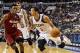 Oct 30, 2013; Philadelphia, PA, USA; Philadelphia 76ers guard Michael Carter-Williams (1) is defended by Miami Heat guard Norris Cole (30) during the fourth quarter at Wells Fargo Center. The Sixers defeated the Heat 114-110. Mandatory Credit: Howard Smit