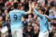 MANCHESTER, ENGLAND - NOVEMBER 02: David Silva of Manchester City celebrates scoring the second goal with his team-mates during the Barclays Premier League match between Manchester City and Norwich City at Etihad Stadium on November 2, 2013 in Manchester