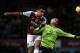 LONDON, ENGLAND - NOVEMBER 02: Ravel Morrison of West Ham tries to beat Karim El Ahmadi of Villa to the ball during the Barclays Premier League match between West Ham United and Aston Villa at Upton Park on November 02, 2013 in London, England. (Photo by