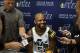 Sep 30, 2013; Salt Lake City, UT, USA; Utah Jazz guard John Lucas III (5) is interviewed by the media during the Utah Jazz media day at Zions Bank Basketball Center. Mandatory Credit: Chris Nicoll-USA TODAY Sports