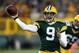 GREEN BAY, WI - NOVEMBER 04: Seneca Wallace #9 of the Green Bay Packers passes against the Chicago Bears at Lambeau Field on November 4, 2013 in Green Bay, Wisconsin. (Photo by Jonathan Daniel/Getty Images)
