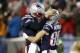 Nov 3, 2013; Foxborough, MA, USA; New England Patriots quarterback Tom Brady (12) congratulates wide receiver Danny Amendola (80) on scoring a touchdown during the first quarter against the Pittsburgh Steelers at Gillette Stadium. Mandatory Credit: Greg M