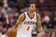 Nov 4, 2013; Philadelphia, PA, USA; Philadelphia 76ers guard Michael Carter-Williams (1) brings the ball up court during the fourth quarter against the Golden State Warriors at Wells Fargo Center. The Warriors defeated the Sixers 110-90. Mandatory Credit: