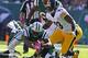 Oct 13, 2013; East Rutherford, NJ, USA; New York Jets running back Bilal Powell (29) runs for a first down during the second half of their game past Pittsburgh Steelers outside linebacker Jason Worilds (93) at MetLife Stadium. The Steelers defeated the Je
