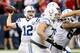 HOUSTON, TX- NOVEMBER 03: Andrew Luck #12 of the Indianapolis Colts passes against the Houston Texans on November 03, 2013 at Reliant Stadium in Houston, Texas. Colts won 27 to 24. (Photo by Thomas B. Shea/Getty Images)