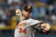 ST. PETERSBURG, FL - SEPTEMBER 22: Pitcher Scott Feldman #34 of the Baltimore Orioles starts against the Tampa Bay Rays September 22, 2013 at Tropicana Field in St. Petersburg, Florida. (Photo by Al Messerschmidt/Getty Images)