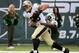 Nov 3, 2013; East Rutherford, NJ, USA; New Orleans Saints tight end Jimmy Graham (80) catches a touchdown pass against New York Jets free safety Jaiquawn Jarrett (37) in the first half during the game at MetLife Stadium. Mandatory Credit: Robert Deutsch-U