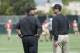 Jun 11, 2013; San Francisco, CA, USA; San Francisco 49ers general manager Trent Baalke (left) and head coach Jim Harbaugh chat during mincamp at San Francisco 49ers training facility. Mandatory Credit: Ed Szczepanski-USA TODAY Sports