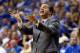 LEXINGTON, KY - NOVEMBER 01: John Calipari the head coach of the Kentucky Wildcats gives instructions to his team during the exhibition game against the Transylvania Pioneers at Rupp Arena on November 1, 2013 in Lexington, Kentucky. (Photo by Andy Lyons