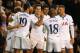 LONDON, ENGLAND - NOVEMBER 07: Erik Lamela of Spurs celebrates scoring their first goal with team mates during the UEFA Europa League Group K match between Tottenham Hotspur FC and FC Sheriff at White Hart Lane on November 7, 2013 in London, England. (P