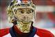 March 2, 2013; Raleigh, NC, USA; Florida Panthers goalie Jose Theodore (60) before the start of the game against the Carolina Hurricanes at the PNC center. The Hurricanes defeated the Panthers 6-2. Mandatory Credit: James Guillory-USA TODAY Sports