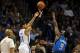 Nov 6, 2013; Oklahoma City, OK, USA; Oklahoma City Thunder shooting guard Jeremy Lamb (11) attempts a shot against Dallas Mavericks small forward Jae Crowder (9) during the second quarter at Chesapeake Energy Arena. Mandatory Credit: Mark D. Smith-USA TOD