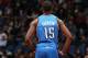 MINNEAPOLIS, MN - NOVEMBER 1: Reggie Jackson #15 of the Oklahoma City Thunder stands on the court against the Minnesota Timberwolves during the game on November 1, 2013 at Target Center in Minneapolis, Minnesota. NOTE TO USER: User expressly acknowledges