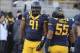 Aug 31, 2013; Berkeley, CA, USA; California Golden Bears defensive lineman Deandre Coleman (91) warms up with defensive lineman Viliami Moala (55) before the game against the Northwestern Wildcats at Memorial Stadium. Mandatory Credit: Kelley L Cox-USA TO