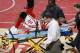 HOUSTON - JANUARY 8: Tracy McGrady #1 of the Houston Rockets leaves the court on a stretcher on his way to a local hospital after suffering a back injury at the end of the first half of the game against the Denver Nuggets on January 8, 2006 at the Toyota