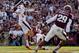 Nov 9, 2013; College Station, TX, USA; Texas A&M Aggies safety Sam Moeller (12) blocks a punt by Mississippi State Bulldogs kicker Devon Bell (40) for a safety during the first quarter at Kyle Field. Mandatory Credit: Thomas Campbell-USA TODAY Sports