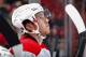 RALEIGH, NC - NOVEMBER 01:Elias Lindholm #16 of the Carolina Hurricanes watches a reply on the big screen during their NHL game against the Tampa Bay Lightning at PNC Arena on November1, 2013 in Raleigh, North Carolina. (Photo by Gregg Forwerck/NHLI via