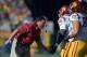 USC is 4-0 in Pac-12 play under Coach Orgeron. Under Lane Kiffin, the Trojans started conference play with two losses.