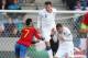 HERNING, DENMARK - JUNE 12: Adrian (L) of Spain loses out to Phil Jones (C) and Chris Smalling (R) of England during the UEFA European Under-21 Championship Group B match between England and Spain at the Herning Stadium on June 12, 2011 in Herning, Denmar