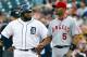 July 16, 2012; Detroit, MI, USA; Detroit Tigers first baseman Prince Fielder (28) talks to Los Angeles Angels first baseman Albert Pujols (5) on first base during the first inning at Comerica Park. Mandatory Credit: Rick Osentoski-USA TODAY Sports