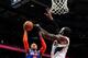ATLANTA, GA - NOVEMBER 13: Carmelo Anthony #7 of the New York Knicks drives to the basket against the Atlanta Hawks on November 13, 2013 at Philips Arena in Atlanta, Georgia. NOTE TO USER: User expressly acknowledges and agrees that, by downloading and/