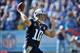 Nov 10, 2013; Nashville, TN, USA; Tennessee Titans quarterback Jake Locker (10) passes against the Jacksonville Jaguars during the first half at LP Field. Mandatory Credit: Jim Brown-USA TODAY Sports