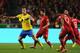 LISBON, PORTUGAL - NOVEMBER 15: Zlatan Ibrahimovich of Sweden is surrounded by Portuguese defenders during the FIFA 2014 World Cup Qualifier Play-off First Leg between Portugal and Sweden at Estadio da Luz on November 15, 2013 in Lisbon, Portugal. (Phot