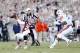 Oct 19, 2013; College Station, TX, USA; Auburn Tigers defensive end Dee Ford (30) pressures Texas A&M Aggies quarterback Johnny Manziel (2) during the second half at Kyle Field. Tigers won 45-41. Mandatory Credit: Soobum Im-USA TODAY Sports