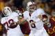 LOS ANGELES, CA - NOVEMBER 16: Quarterback Kevin Hogan #8 of the Stanford Cardinal drops back to pass against the USC Trojans in the first half at Los Angeles Coliseum on November 16, 2013 in Los Angeles, California. (Photo by Jeff Gross/Getty Images)