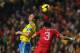 LISBON, PORTUGAL - NOVEMBER 15: Zlatan Ibrahimovich of Sweden gets above Pepe of Portugal during the FIFA 2014 World Cup Qualifier Play-off First Leg between Portugal and Sweden at Estadio da Luz on November 15, 2013 in Lisbon, Portugal. (Photo by Mike