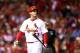 ST LOUIS, MO - OCTOBER 28: David Freese #23 of the St. Louis Cardinals reacts after striking out in the fifth inning against the Boston Red Sox during Game Five of the 2013 World Series at Busch Stadium on October 28, 2013 in St Louis, Missouri. (Photo