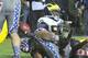 Nov 16, 2013; Evanston, IL, USA; Michigan Wolverines quarterback Devin Gardner (98) scores a touchdown in the third overtime against the Northwestern Wildcats at Ryan Field. The Michigan Wolverines defeated the Northwestern Wildcats 27-19 in triple overt