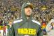 Nov 4, 2013; Green Bay, WI, USA; Green Bay Packers quarterback Aaron Rodgers (12) walks off the field after the Chicago Bears beat the Green Bay Packers 27-20 at Lambeau Field. Rodgers left the game early in the 1st quarter with a left shoulder injury.