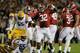 TUSCALOOSA, AL - NOVEMBER 09: C.J. Mosley #32 of the Alabama Crimson Tide reacts after tackling Terrence Magee #14 of the LSU Tigers during the first half of the game at Bryant-Denny Stadium on November 9, 2013 in Tuscaloosa, Alabama. (Photo by Kevin C.
