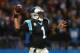 CHARLOTTE, NC - NOVEMBER 18: Cam Newton #1 of the Carolina Panthers drops back to pass against the New England Patriots during their game at Bank of America Stadium on November 18, 2013 in Charlotte, North Carolina. (Photo by Streeter Lecka/Getty Image