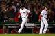 Boston's Stephen Drew rounds third base after hitting a home run in Game 6 of the World Series.