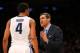 NEW YORK, NY - MARCH 13: head coach Jay Wright of the Villanova Wildcats gives instructions to Darrun Hilliard #4 against St. John's Red Storm during the second round of the Big East Tournament at Madison Square Garden on March 13, 2013 in New York Cit