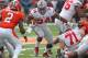 CHAMPAIGN, IL - NOVEMBER 16: Carlos Hyde #34 of the Ohio State Buckeyes runs against the Illinois Fighting Illini at Memorial Stadium on November 16, 2013 in Champaign, Illinois. (Photo by Jonathan Daniel/Getty Images)