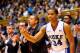 DURHAM, NC - NOVEMBER 15: Andre Dawkins #34 of the Duke Blue Devils cheers on his teammates during a game againt the Florida Atlantic Owls at Cameron Indoor Stadium on November 15, 2013 in Durham, North Carolina. (Photo by Grant Halverson/Getty Images)