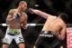 Oct 5, 2012; Minneapolis, MN, USA; Jay Hieron (left) watches a missed punch by Jake Ellenberger (right) at the UFC on FX 5 at the Target Center. Mandatory Credit: Bruce Kluckhohn-USA TODAY Sports