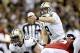 Sep 8, 2013; New Orleans, LA, USA; New Orleans Saints quarterback Drew Brees (9) against the Atlanta Falcons during the third quarter of a game at the Mercedes-Benz Superdome. Mandatory Credit: Derick E. Hingle-USA TODAY Sports