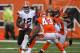 CINCINNATI, OH - NOVEMBER 17: Josh Gordon #12 of the Cleveland Browns runs the ball upfield during the game against the Cincinnati Bengals at Paul Brown Stadium on November 17, 2013 in Cincinnati, Ohio. The Bengals defeated the Browns 41-20. (Photo by