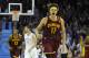 Oct 30, 2013; Cleveland, OH, USA; Cleveland Cavaliers center Anderson Varejao (17) celebrates after a basket in the fourth quarter against the Brooklyn Nets at Quicken Loans Arena. Mandatory Credit: David Richard-USA TODAY Sports